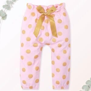 Olives loves apple pink pants with gold dots size 6-12 months
